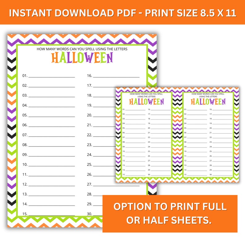 Printable Halloween Game & Activity Bundle 10 Spooky Fun Games Instant