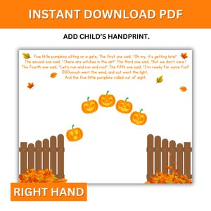 Five Little Pumpkins Poem Handprint Printable | DIY Pumpkin Kids Craft ...