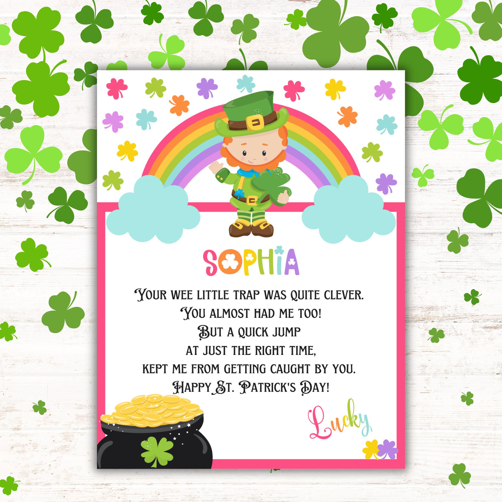 St. Patrick’s Day Leprechaun Letter - Editable Canva Template and Instant Download
