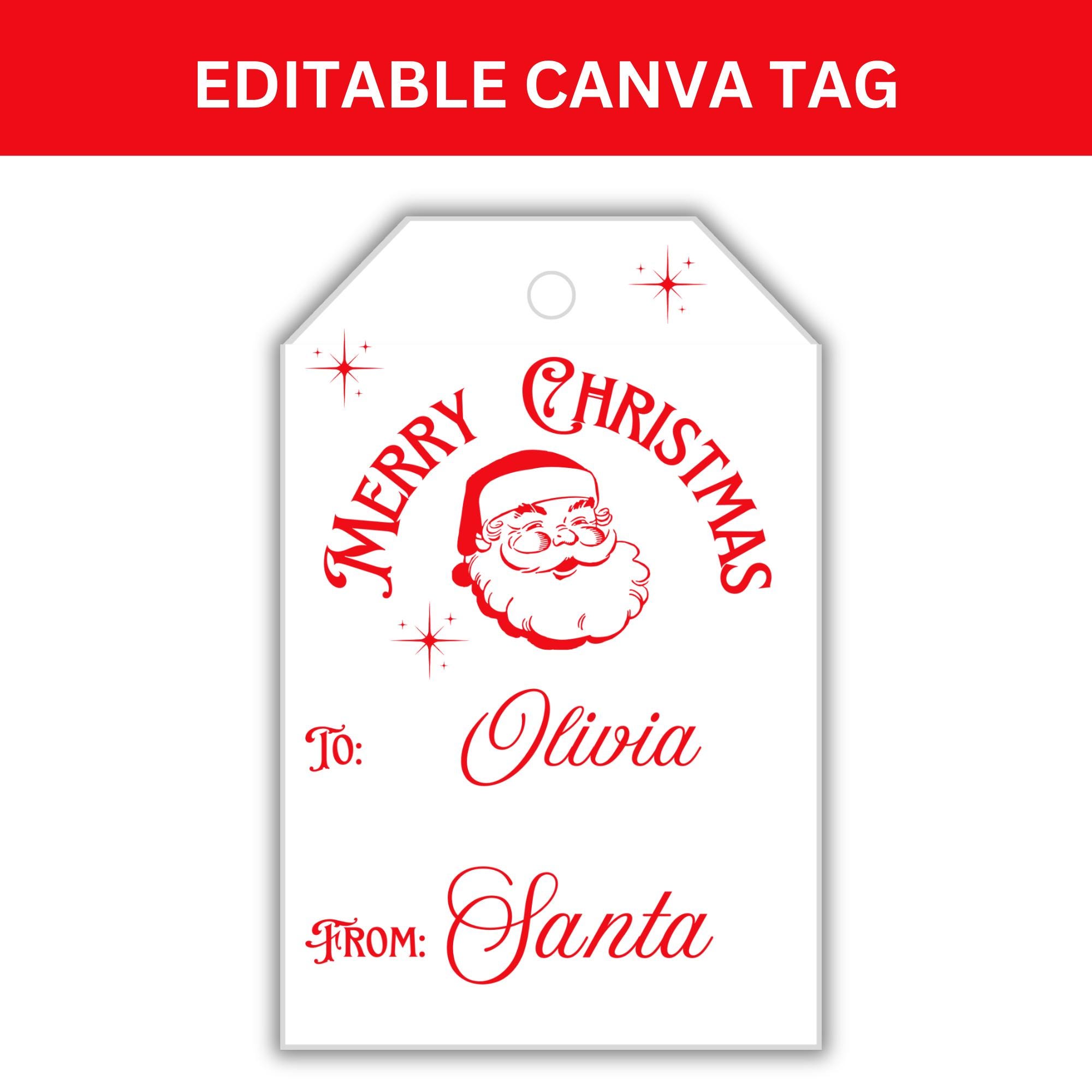 Santa Christmas Gift Tags | Editable Canva Template (PDF) - Etsy