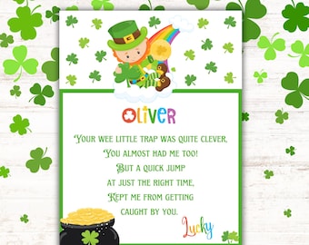 Leprechaun Letter Printable, St. Patrick’s Day Note, Leprechaun Trap Poem, Instant Download, Editable Template