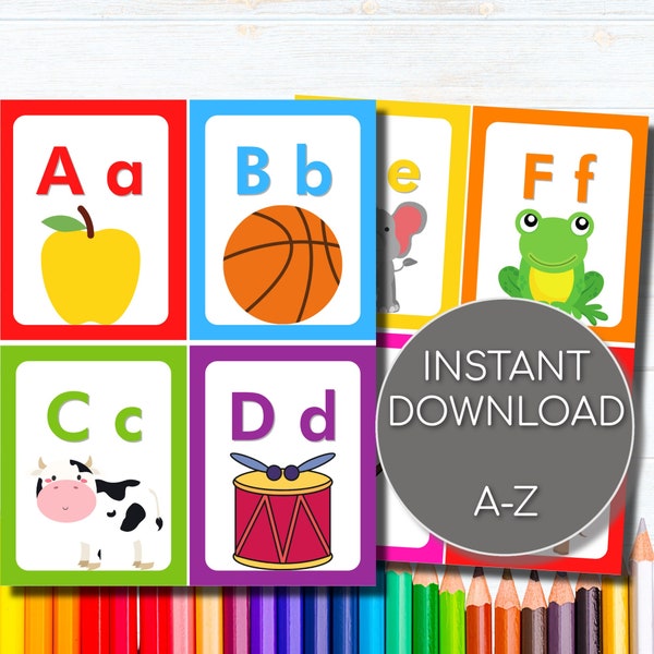 Alphabet Flashcards, Flashcards for kids, Alphabet Flash Cards, Flashcards Printable, Flashcards for Toddlers, Educational Printables