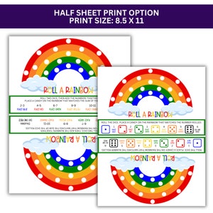 Printable Kid Games, Roll A Rainbow, Party, Family Game Night, Instant ...