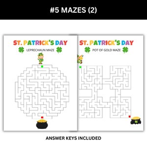 Two St. Patrick's Day mazes with answer keys.