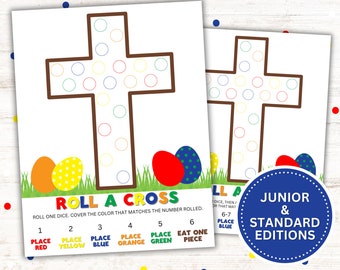 Roll a Cross Printable Game - Easter Activity - Instant Download - Full & Half Sheet Options