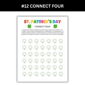 St. Patrick's Day connect four printable.