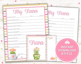 Alles über meine Nana Muttertag Geschenk Sofort Download (PDF)