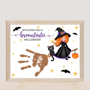 Witch Handprint Craft: Broomtastic Halloween Kids Art (PDF Download)