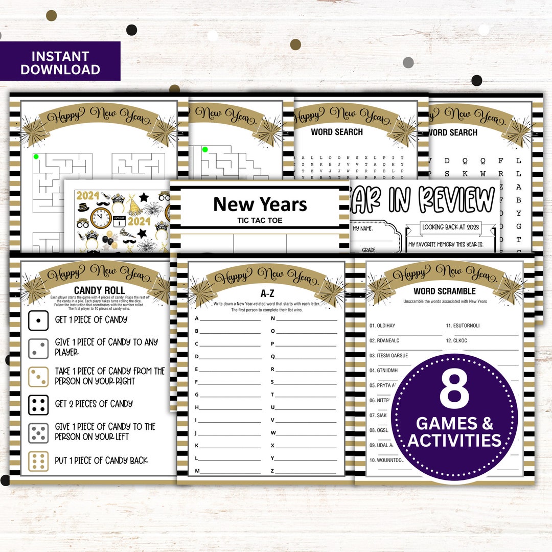 New Year Games Kids, New Year's Eve Printable, PDF, Instant Download - Etsy