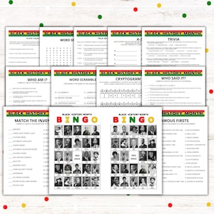 Black History Month Game Bundle: Bingo, Trivia, Word Scramble (Printable)