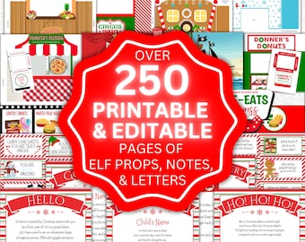 Printable Elf Kit: 25 Day Props, Games, Editable Letters (PDF)