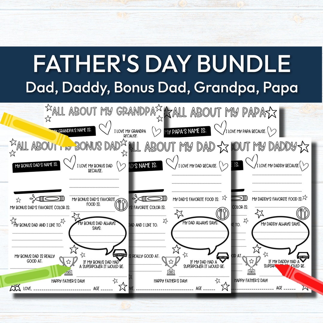 Father's Day Printables All About My Dad Father's - Etsy