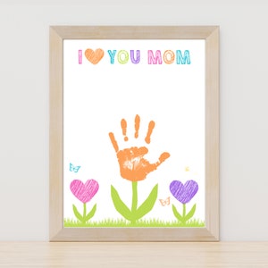 Mother&#39;s Day Gift for Mom Handprint Craft, Kids Flower Art, Digital Download