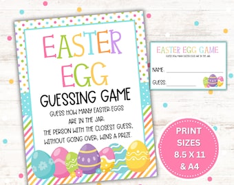 Guess How Many Easter Eggs Printable - Candy Jar Games - Easter Games - Instant Download PDF, 8.5 x 11 -A4