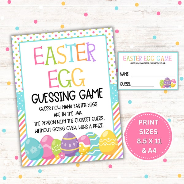 Guess How Many Easter Eggs Printable - Candy Jar Games - Easter Games - Instant Download PDF, 8.5 x 11 -A4