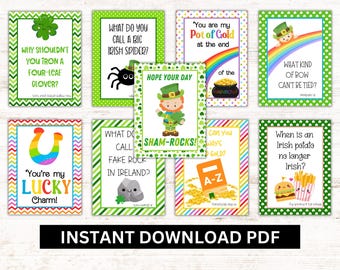 St. Patrick’s Day Lunch Notes | Printable Kids Lunchbox Jokes & Encouragement | Instant Download