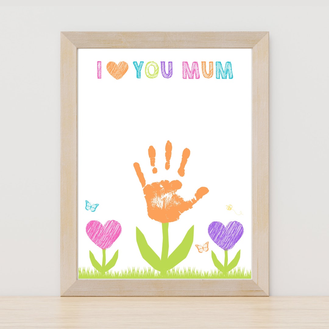 Printable Mom Gift, Mother's Day Handprint, Mum Gift, Flower Handprint Craft, Mother's Day ...