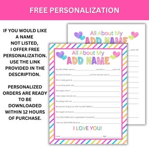 Mother's Day Gift All About My Mamaw/mawmaw Printable Grandparents Day ...