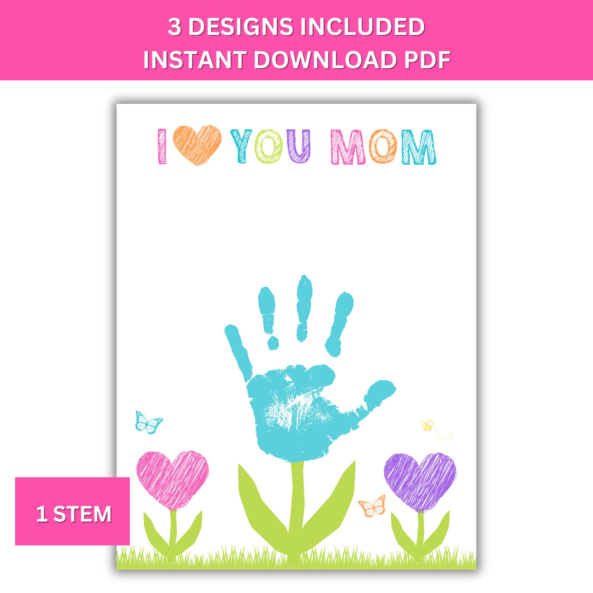Valentne's Day Gft For Grandma, Flower Handprnt Art, F Grandmas
