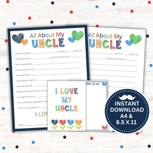 Tout sur mon oncle à imprimer | Cadeau fête des pères | Cadeau d'anniversaire pour oncle | Téléchargement instantané PDF