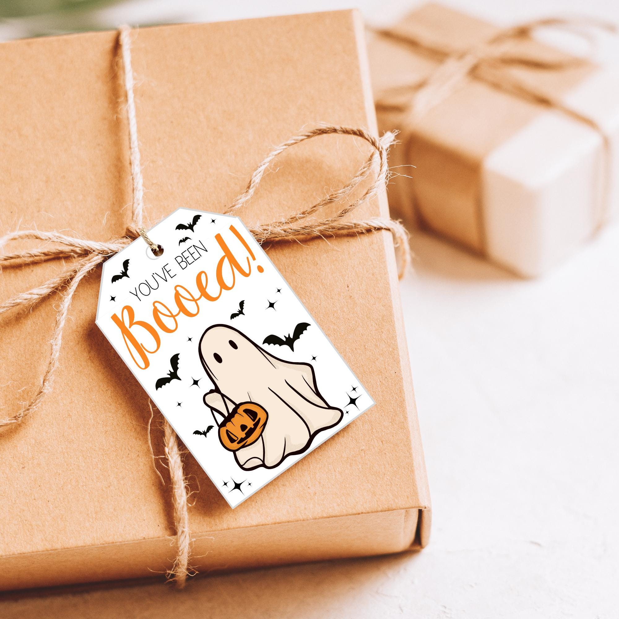 You've Been Booed Gift Tags: Retro Ghost Design (printable PDF & Canva ...