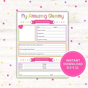 My Amazing Glammy Printable | Mother&#39;s Day Gift | Grandparents Day | Birthday