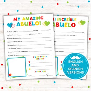 Vatertagsgeschenk mein erstaunliches Abuelo Printable, Geschenk für Abuelo, Großelterntag, spanische Version, sofortiger Download PDF