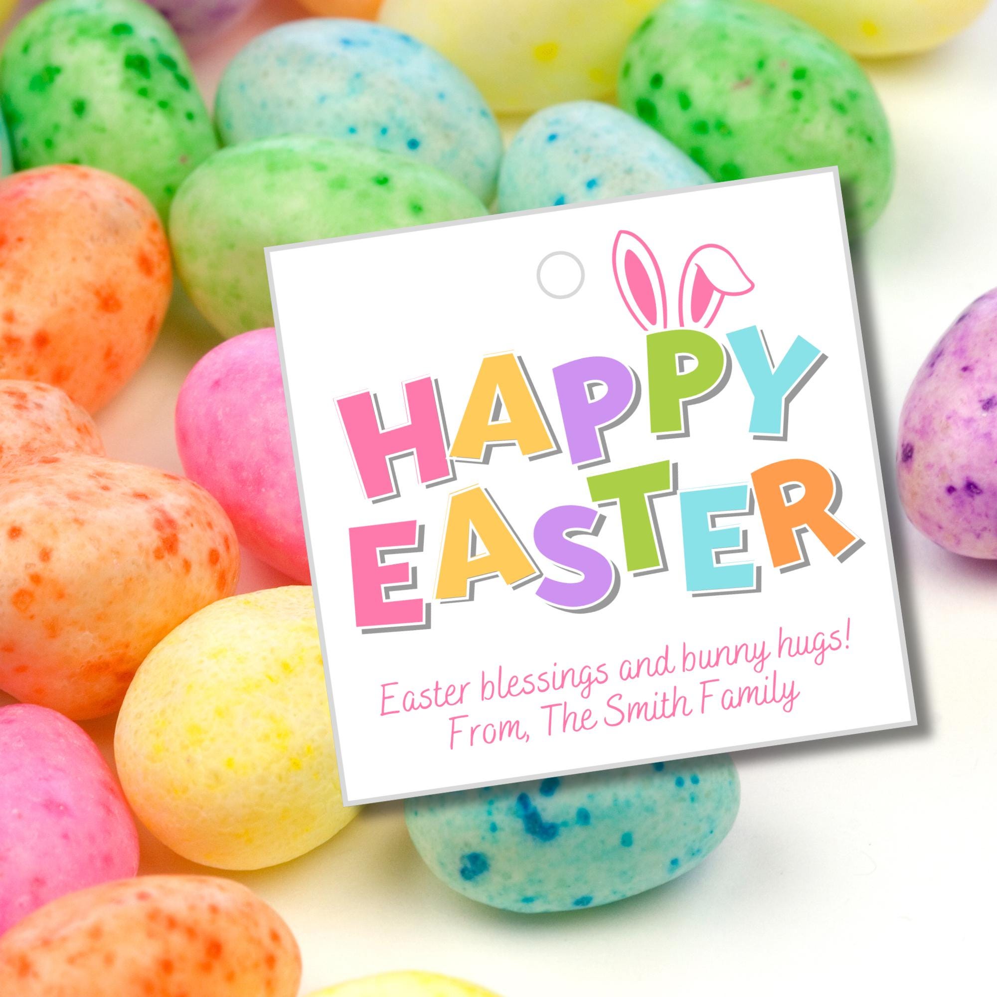 Editable Easter Gift Tags: Bunny Design, Printable PDF & Canva (instant ...