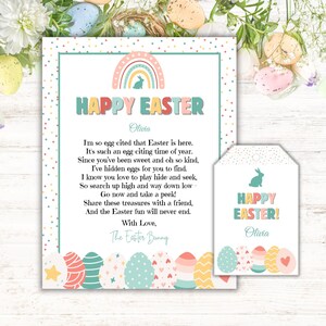 Easter Bunny Letter & Gift Tag: Printable Canva Template (PDF)