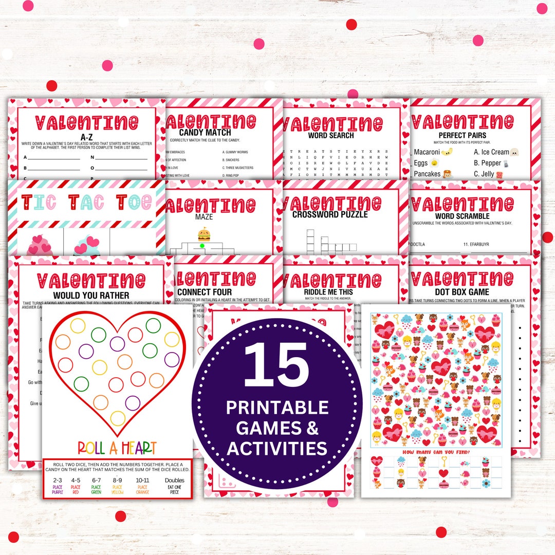 Jeux à imprimer pour la Saint-Valentin Lot de jeux pour la Saint ...
