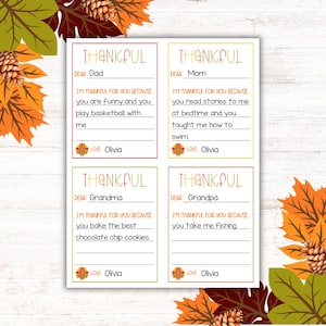 Sono grato per le carte stampabili, carte di gratitudine per studenti, stampabili per il Ringraziamento, download immediato