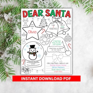 Druckbarer Brief an Santa | Weihnachtliche Malaktivität | Sofort Download PDF