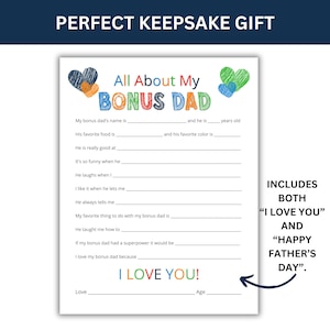 Bonus Dad Fill-in Printable | Father's Day Gift (instant Download) - Etsy