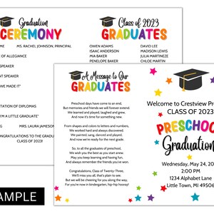 Preschool Graduation, Editable Preschool Graduation Program, Preschool