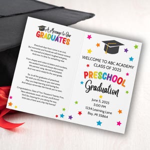 Editable Preschool Graduation Program: Canva Template (instant Download ...