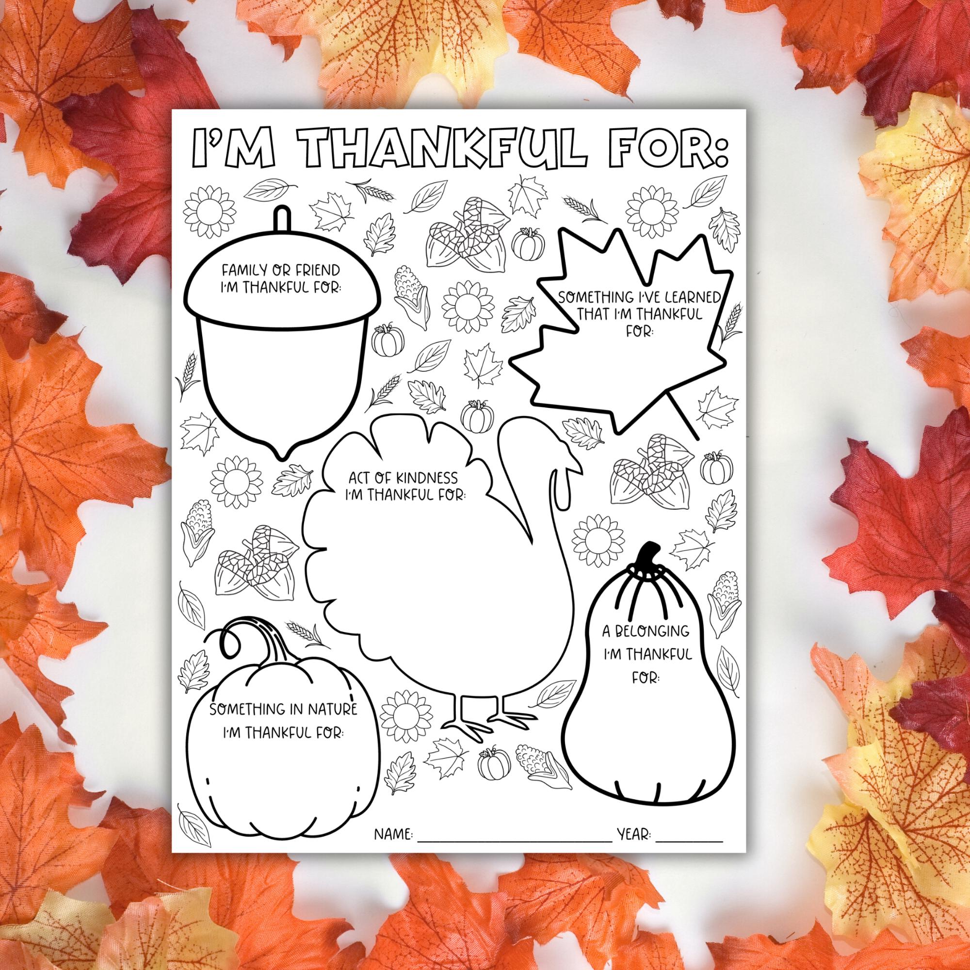 AmandaCreation „I Am Thankful For“ A-Z Thanksgiving-Spielkarten (10 Stück) – Ausfüllbar, Großes Format