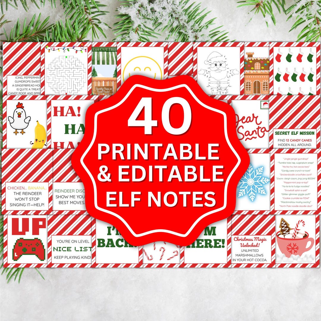 Editable Elf Notes With Prop | 40 Printable Elf Cards | 8.5x11 PDF ...