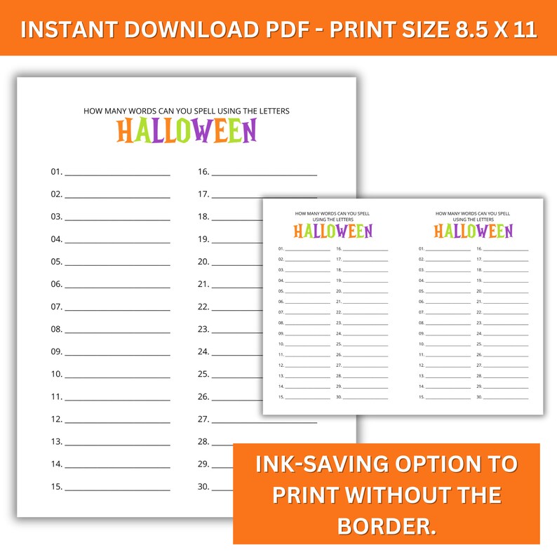 Printable Halloween Game & Activity Bundle 10 Spooky Fun Games Instant