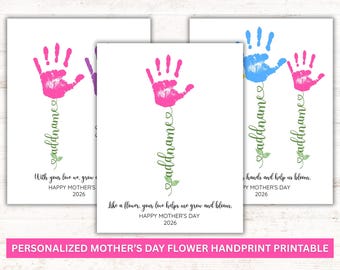 PDF imprimible personalizado para el Día de la Madre / Manualidad floral personalizada para mamá / Recuerdo para niños