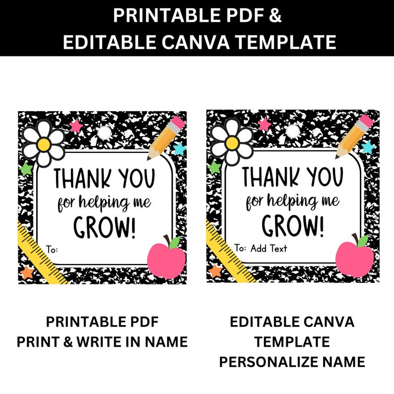 Editable Teacher Gift Tags Printable Canva Template End of Year ...