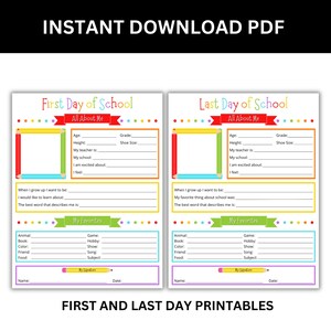 All About Me printable page for school interviews and memory books.