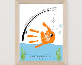 Father's Day Handprint Craft: Grandpa Fishing Gift (Instant Download PDF)