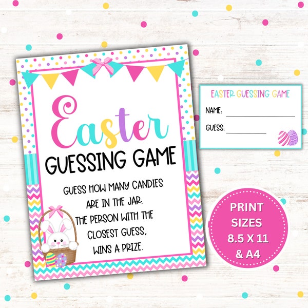 Easter Guessing Game, Printable Easter Games, Guess How Many Candies are in the Jar, Easter Egg Hunt, Instant Download PDF