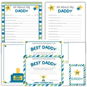 All About My Daddy Printable - Father's Day Gift - Instant Download PDF ...