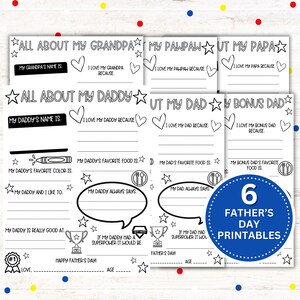 Father&#39;s Day Fill-In Printable Bundle: Dad, Grandpa, Papa (PDF)
