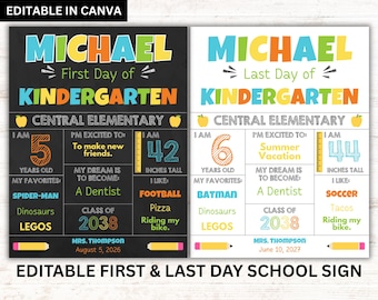 Editable First & Last Day of School Sign | Canva Template | Back to School Printable