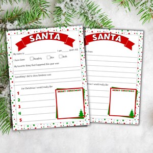 Plantilla de carta a Papá Noel para imprimir / Carta navideña para niños / Descarga instantánea en formato PDF