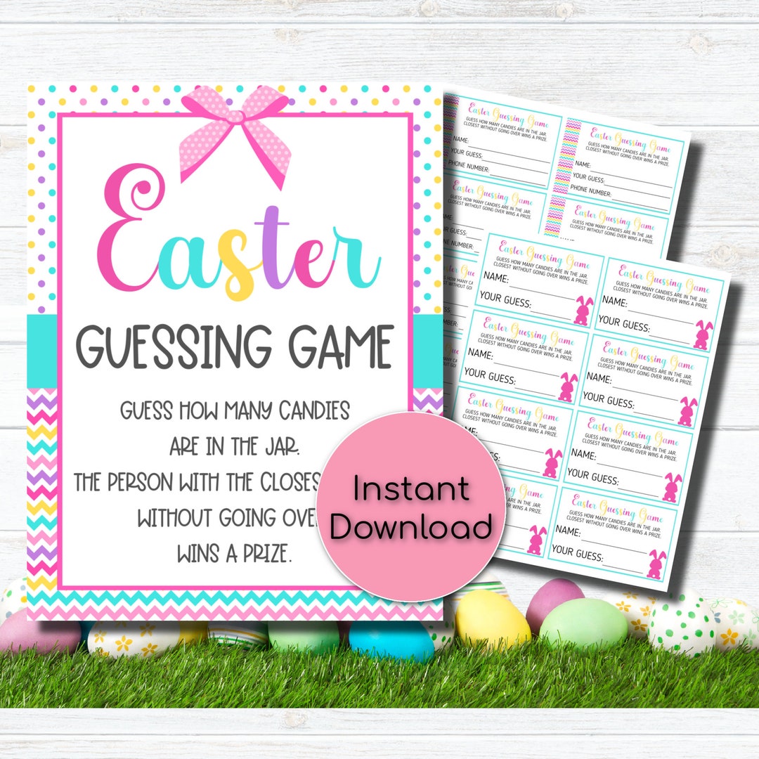 Easter Guessing Game, Printable Easter Games, Guess How Many Candies