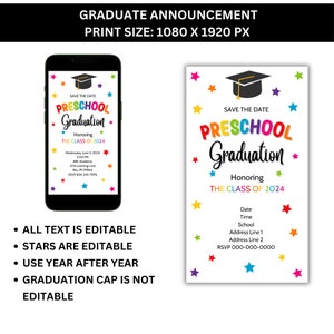 Preschool Graduation, Graduation Invitation, Graduation Program, Editable Preschool Graduation Templates, Canva Template, PDF image 8