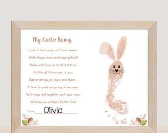 Easter Bunny Footprint Poem Art: Kids Keepsake Gift (PDF)